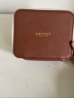 Lanvin Brown and Cream Leather Travel Zip Case